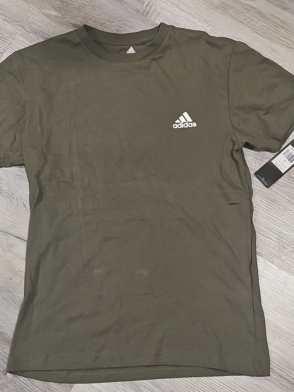 adidas Golf Olive Crew Neck Short Sleeve Tee with White Logo